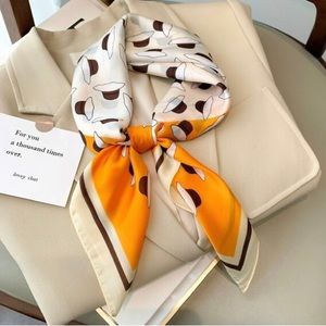 Satin Hair Scarf Women Printed Square Bandana Small Neck hijab lady Shawls